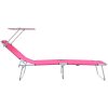2 st Fällbara solstolar med solskydd - Rosa 600D Oxford-tyg vidaXL Full storlek – miniatyr 6
