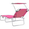 2 st Fällbara solstolar med solskydd - Rosa 600D Oxford-tyg vidaXL Full storlek – miniatyr 7