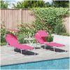 2 st Fällbara solstolar med solskydd - Rosa 600D Oxford-tyg vidaXL Full storlek – miniatyr 1