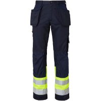 2171 Craftsmen Trousers Navy/fluoresant yellow C60