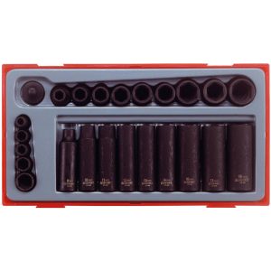 24 delars Krafthylssats med 1/4tum och 3/8tum fyrkantsfäste Teng Tools TT9024
