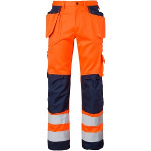 2516 Craftsmen Trousers Fluoresant orange/navy C148