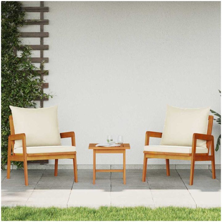 3-delad Bistro-set med kuddar i massivt akaciaträ vidaXL Bord, 45x45x40 cm – bild 4