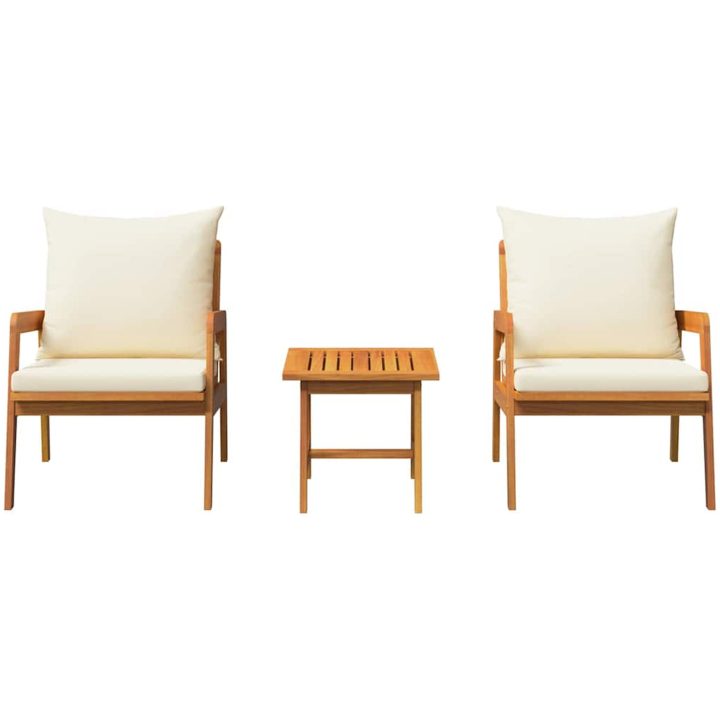 3-delad Bistro-set med kuddar i massivt akaciaträ vidaXL Bord, 45x45x40 cm – bild 8