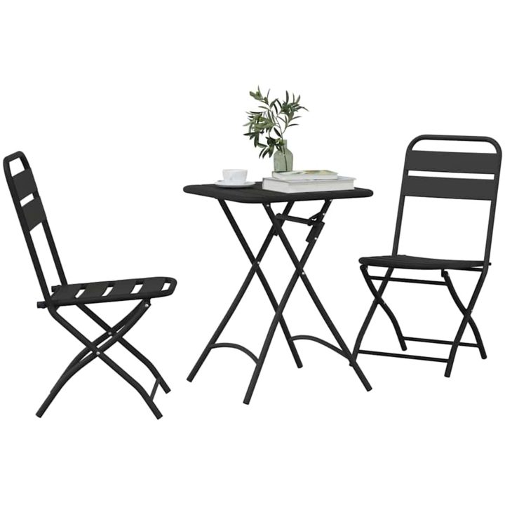 3-delad Fällbar Bistro Set Antracit Stål vidaXL Compact – bild 3