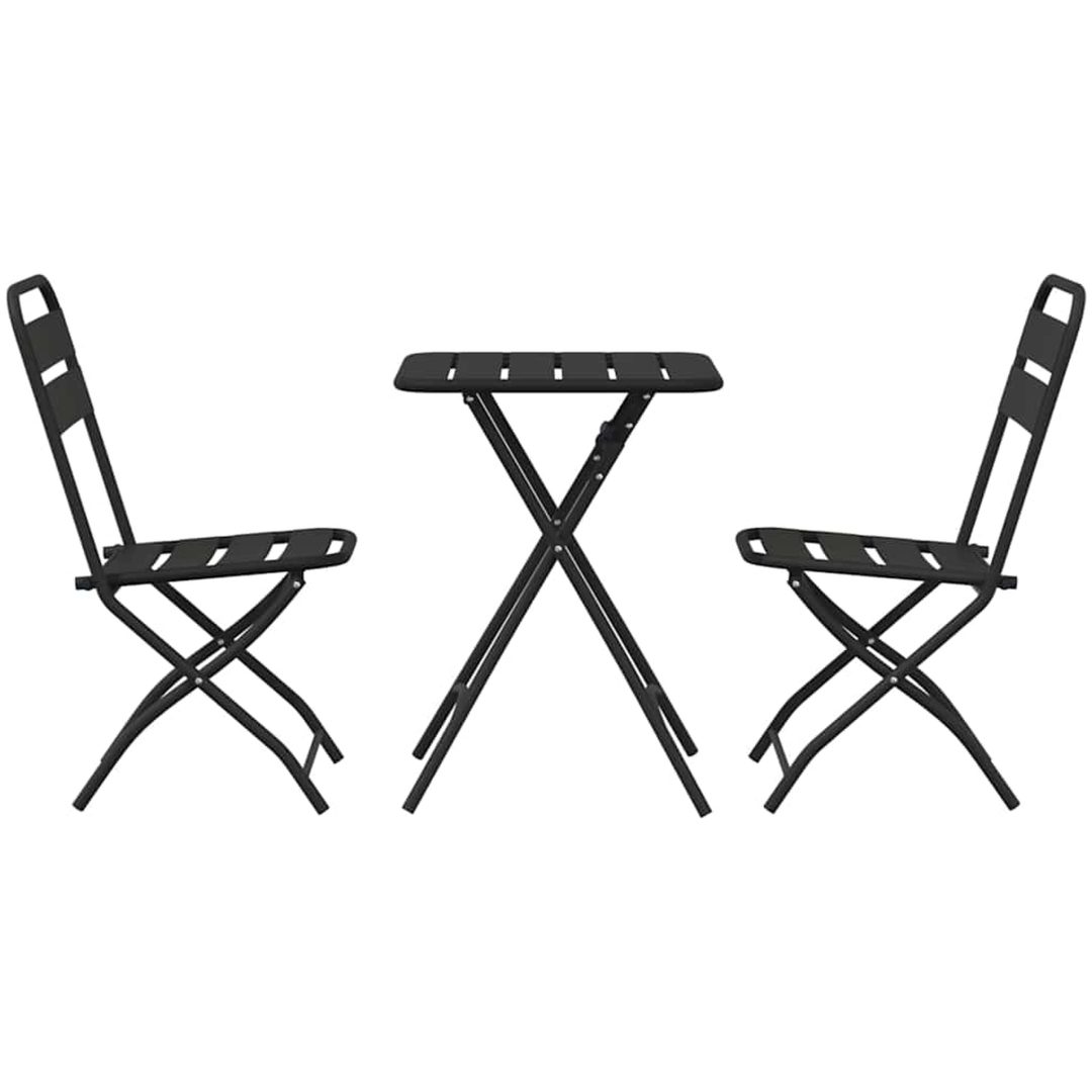 3-delad Fällbar Bistro Set Antracit Stål vidaXL Compact – bild 7