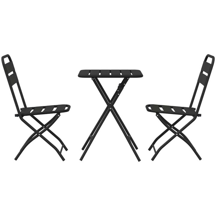 3-delad Fällbar Bistro Set Antracit Stål vidaXL Compact – bild 7