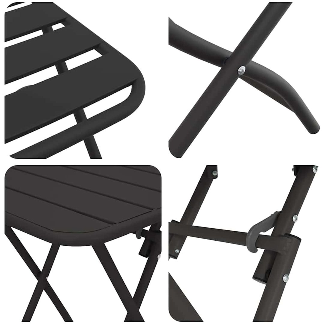 3-delad Fällbar Bistro Set Antracit Stål vidaXL Compact – bild 8