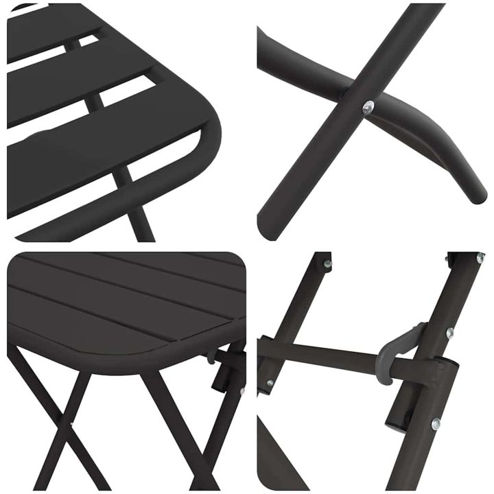 3-delad Fällbar Bistro Set Antracit Stål vidaXL Compact – bild 8