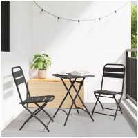 3-delad Fällbar Bistro Set Antracit Stål vidaXL
