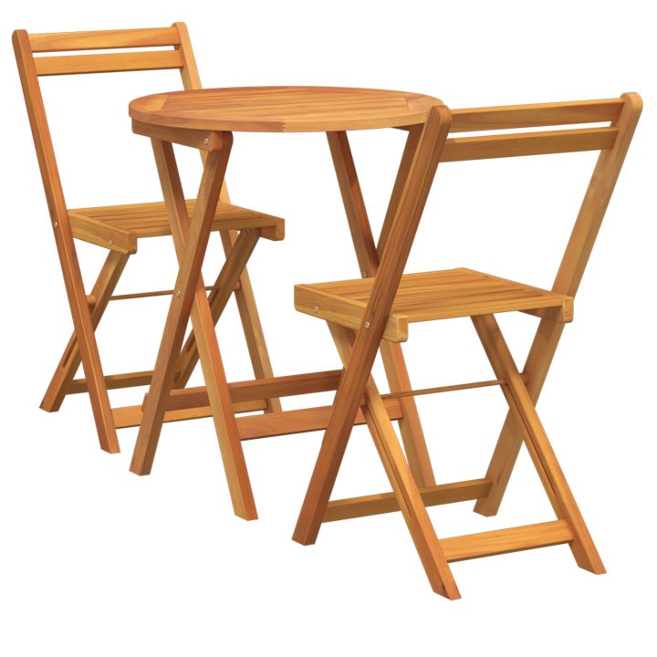 3-delad Hopfällbar Bistro Set Massivt Trä Akacia vidaXL Liten – bild 2