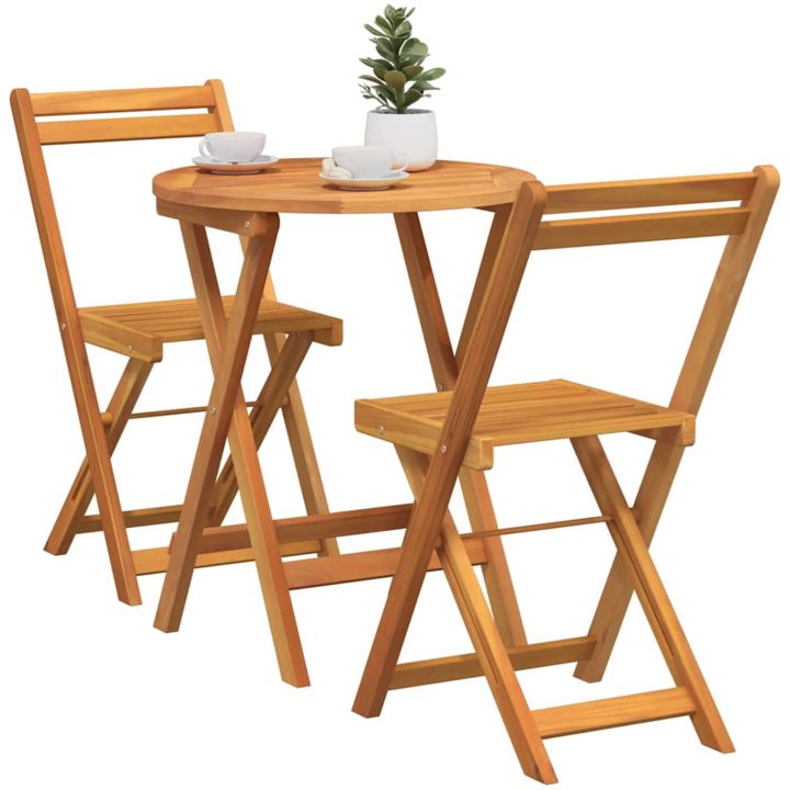 3-delad Hopfällbar Bistro Set Massivt Trä Akacia vidaXL Liten – bild 3