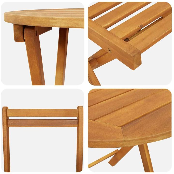 3-delad Hopfällbar Bistro Set Massivt Trä Akacia vidaXL Liten – bild 9
