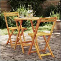 3-delad Hopfällbar Bistro Set Massivt Trä Akacia vidaXL