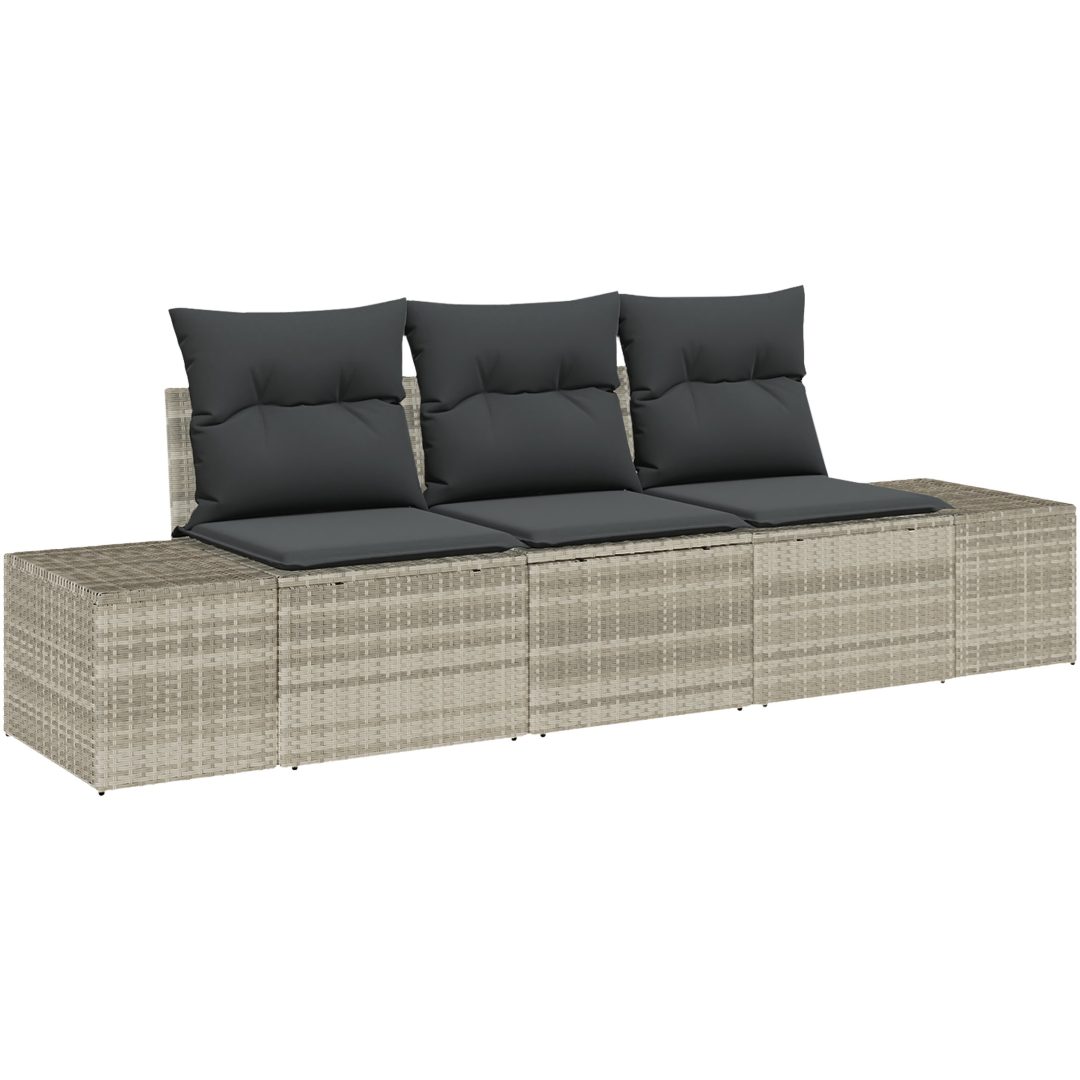 3-delad soffa med kuddar i ljusgrå polyrotting vidaXL 239 x 62 x 85 cm – bild 2