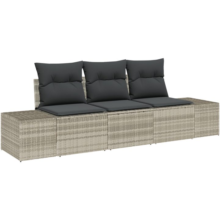 3-delad soffa med kuddar i ljusgrå polyrotting vidaXL 239 x 62 x 85 cm – bild 2