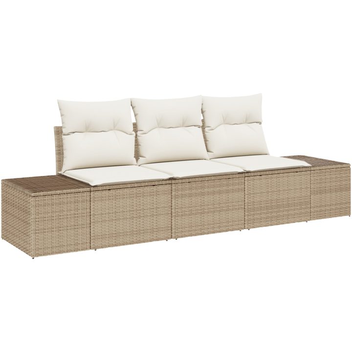 3-delad soffgrupp med kuddar i beige poly rattan vidaXL 239 x 62 x 85 cm – bild 2