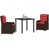 3-delad trädgårdsdining set brun poly-rattan vidaXL 2 - Sits – miniatyr 3