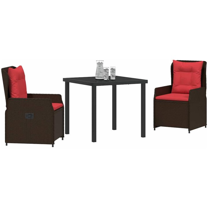 3-delad trädgårdsdining set brun poly-rattan vidaXL 2 - Sits – bild 3