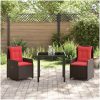 3-delad trädgårdsdining set brun poly-rattan vidaXL 2 - Sits – miniatyr 4