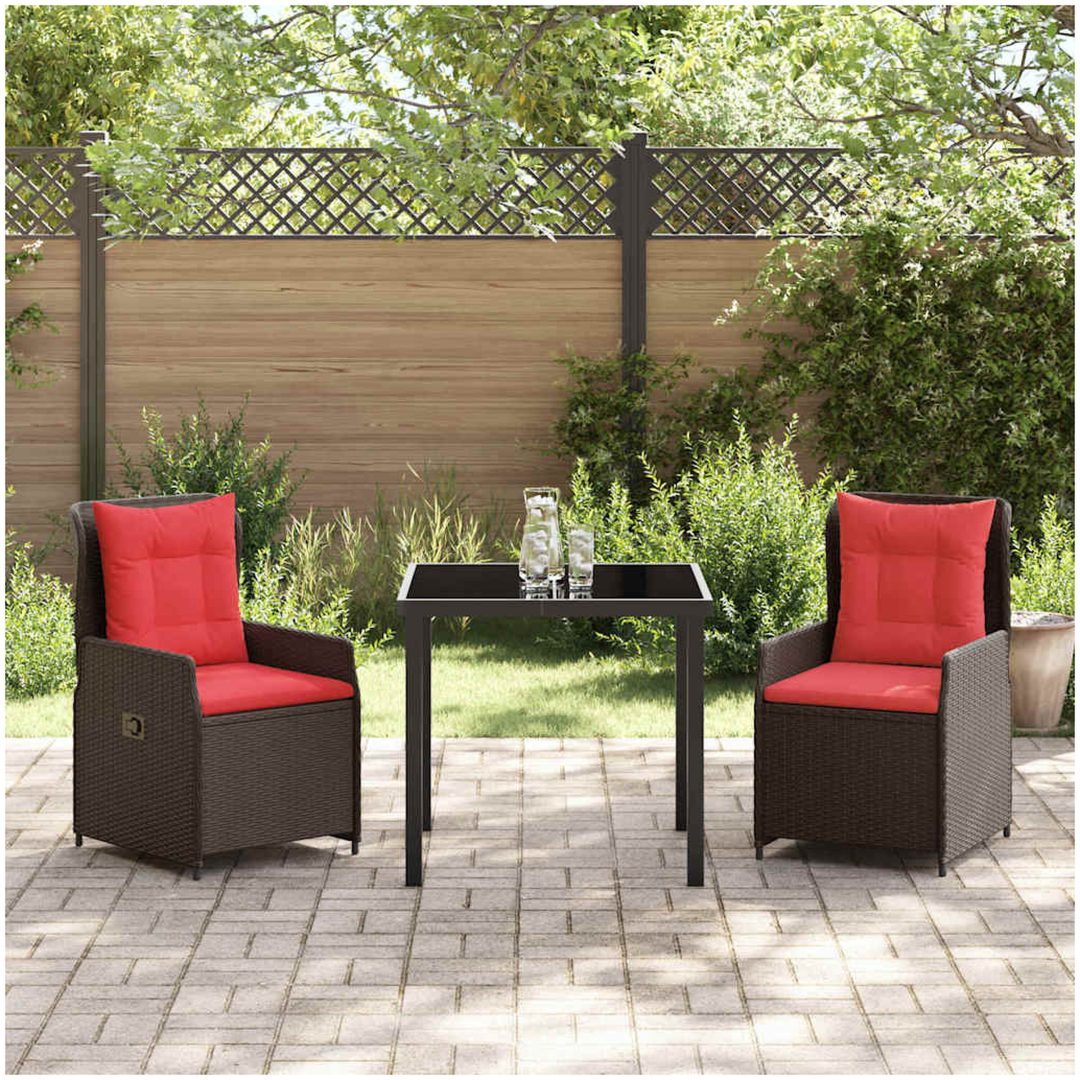 3-delad trädgårdsdining set brun poly-rattan vidaXL 2 - Sits – bild 4