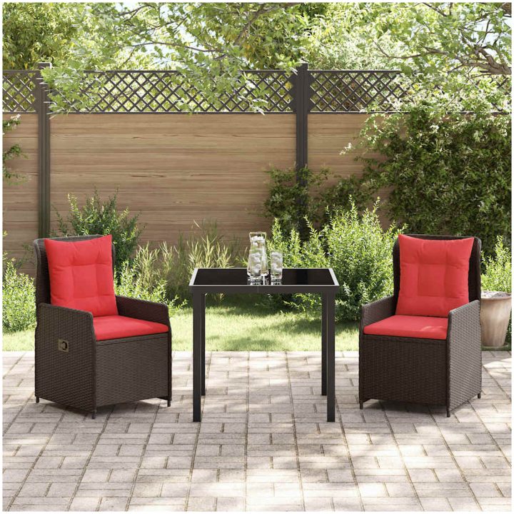 3-delad trädgårdsdining set brun poly-rattan vidaXL 2 - Sits – bild 4