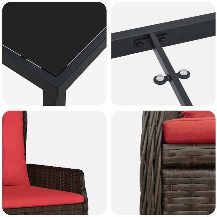3-delad trädgårdsdining set brun poly-rattan vidaXL 2 - Sits – bild 8