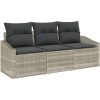 3-delad trädgårdsdining set med kuddar i ljusgrå poly rattan. vidaXL 178 x 62 x 85 cm – miniatyr 2