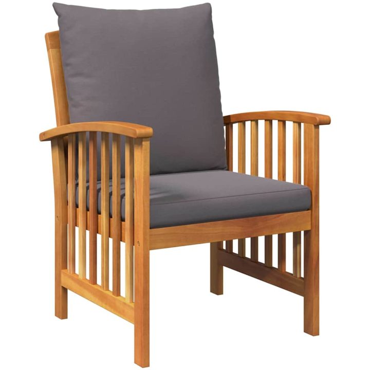 3-delad trädgårdslounge-set med kuddar av solid akacia vidaXL 45 x 45 x 50 cm, 67 x 59 x 83 cm – bild 6