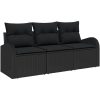 3-delad trädgårdsoff-set med kuddar svart polyrotting vidaXL 179 x 62 x 85 cm – miniatyr 2
