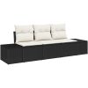 3-delad trädgårdsoffa med kuddar i svart poly-rattan vidaXL 239 x 62 x 85 cm – miniatyr 2
