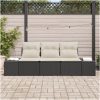 3-delad trädgårdsoffa med kuddar i svart poly-rattan vidaXL 239 x 62 x 85 cm – miniatyr 3