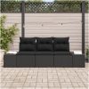 3-delad trädgårdsoffa med kuddar svart poly-rotting vidaXL 239 x 62 x 85 cm – miniatyr 3