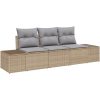 3-delad Trädgårdsoffagrupp med Kuddar Beige Poly Rattan vidaXL 239 x 62 x 85 cm – miniatyr 2