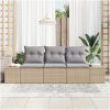 3-delad Trädgårdsoffagrupp med Kuddar Beige Poly Rattan vidaXL 239 x 62 x 85 cm – miniatyr 3
