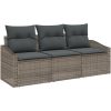 3-delad trädgårdsoffagrupp med kuddar Grå Poly Rattan vidaXL 178 x 62 x 85 cm – miniatyr 2