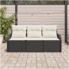 3-delad trädgårdsoffaset med kuddar svart PE konstrotting vidaXL 176 x 62 x 85 cm – miniatyr 3