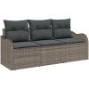 3-delad Trädgårdsoffset med Kuddar Grå Poly Rattan vidaXL 3 - Sits – miniatyr 2