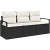 3-delad trädgårdsssofa-set med kuddar svart poly rattan vidaXL Liten, 120 x 62 x 69 cm – miniatyr 2