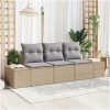 3-delad utesoffgrupp med kuddar i beige polyrotting vidaXL 239 x 62 x 85 cm – miniatyr 1