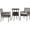 3 Delar Trädgårdsmatbord Brun Poly Rotting vidaXL 60 x 60 x 75 cm – miniatyr 2
