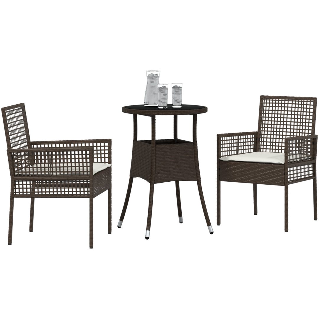 3 Delar Trädgårdsmatbord Brun Poly Rotting vidaXL 60 x 60 x 75 cm – bild 3