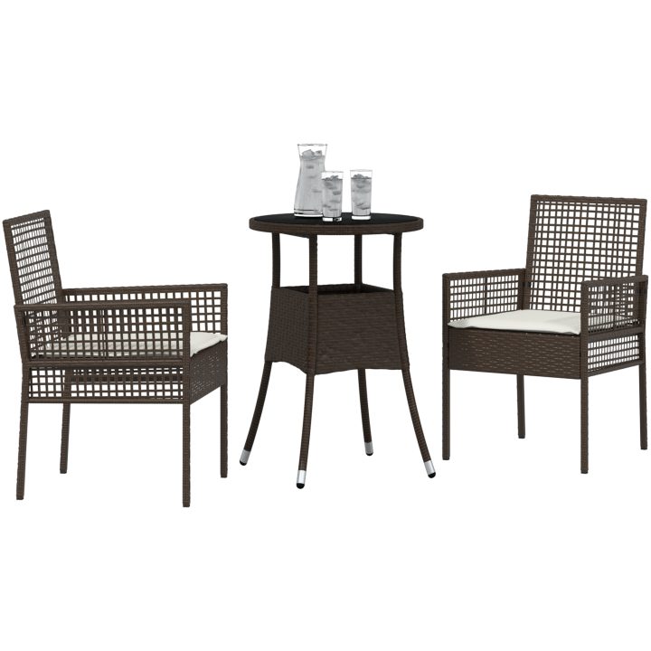 3 Delar Trädgårdsmatbord Brun Poly Rotting vidaXL 60 x 60 x 75 cm – bild 3