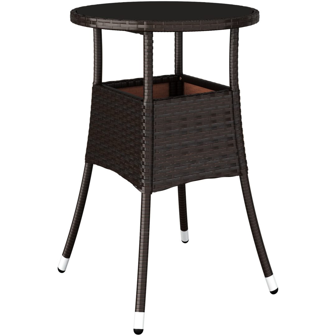3 Delar Trädgårdsmatbord Brun Poly Rotting vidaXL 60 x 60 x 75 cm – bild 5