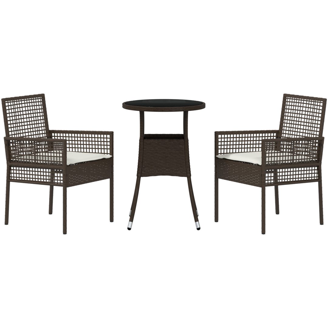 3 Delar Trädgårdsmatbord Brun Poly Rotting vidaXL 60 x 60 x 75 cm – bild 7