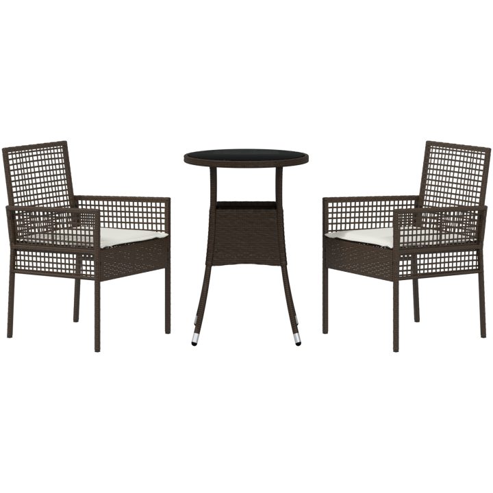3 Delar Trädgårdsmatbord Brun Poly Rotting vidaXL 60 x 60 x 75 cm – bild 7