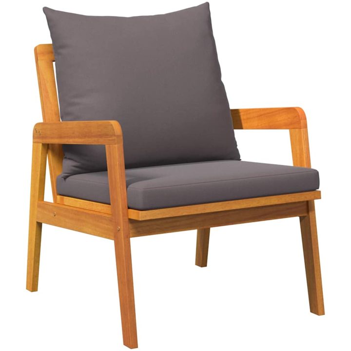 3-delars Bistro Set med Kuddar i Massivt Akaciaträ vidaXL 45 x 45 x 40 cm, 65 x 59,5 x 72 cm – bild 5