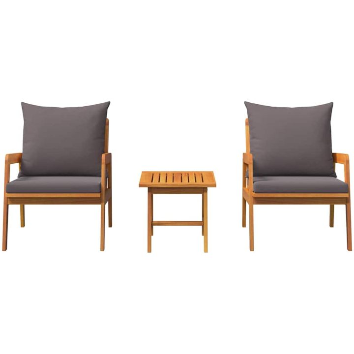 3-delars Bistro Set med Kuddar i Massivt Akaciaträ vidaXL 45 x 45 x 40 cm, 65 x 59,5 x 72 cm – bild 7