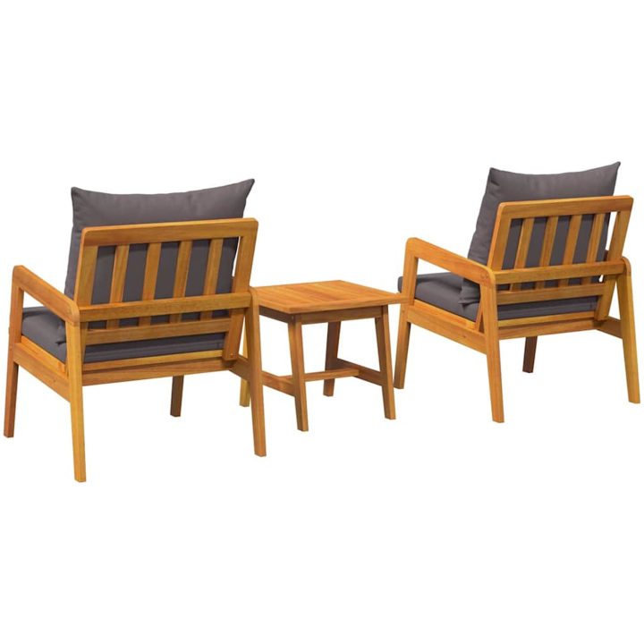 3-delars Bistro Set med Kuddar i Massivt Akaciaträ vidaXL 45 x 45 x 40 cm, 65 x 59,5 x 72 cm – bild 8