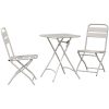 3-delars Fällbart Bistro Set i Beige Stål vidaXL Compact – miniatyr 2